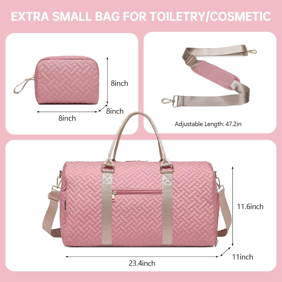 Duffle Bag for Travel, Weekender Bag with Shoe Compartment, Carry On Overnight Bag for Women with Toiletry Bag, Gym Bag with Wet Pocket, Hospital Bags for Labor and Delivery Beige