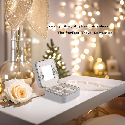Small Mirrored Travel Jewelry Box Organizer, Purple | Carry-on, For Necklaces Rings Earrings, Storage Case