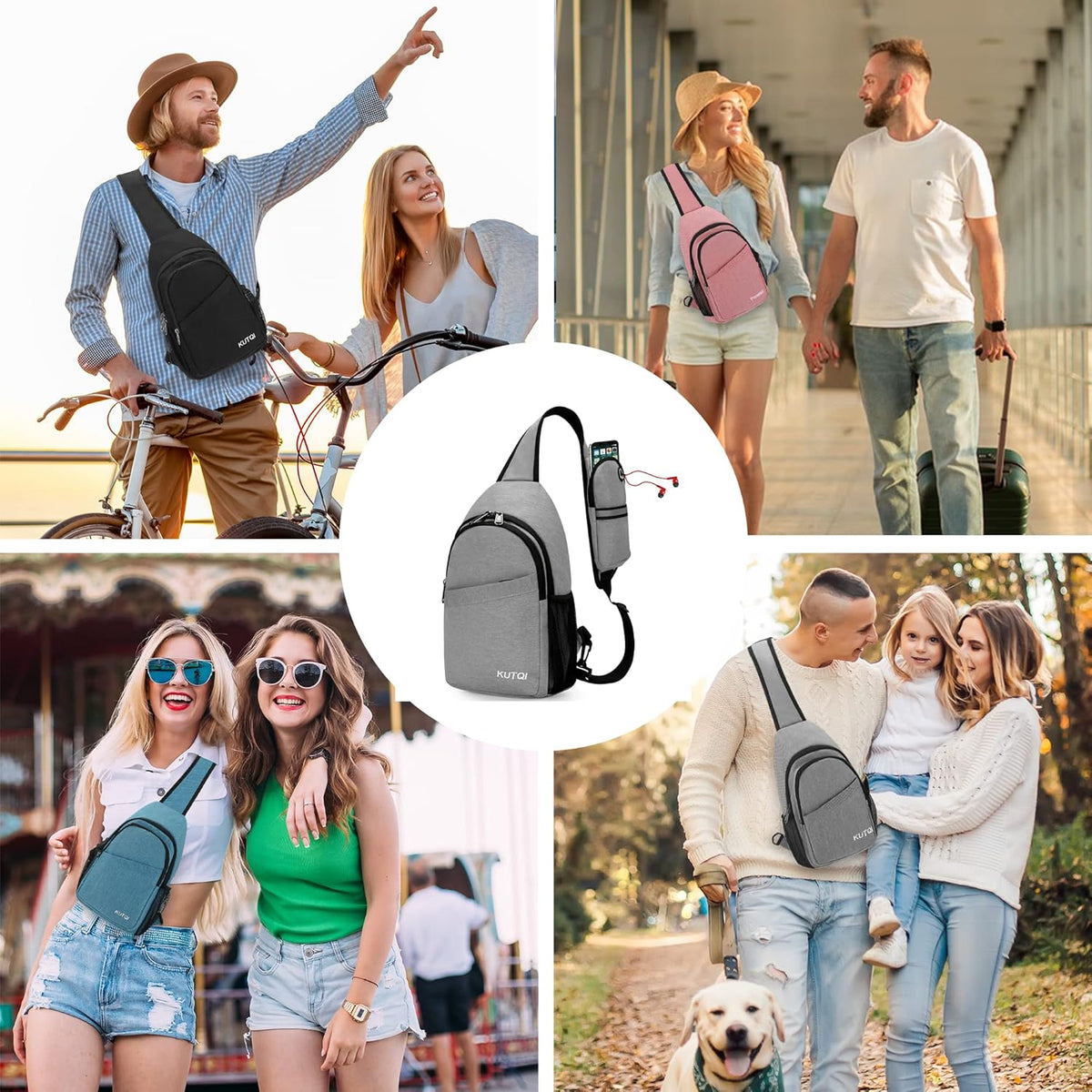 Crossbody Sling Bag for Women Men Multipurpose Sling Backpack Travel Essentials Hiking Shoulder Bag Daypack
