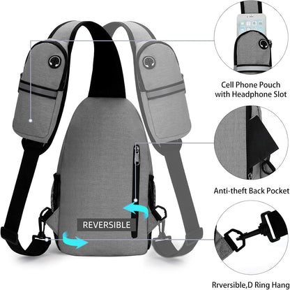 Crossbody Sling Bag for Women Men Multipurpose Sling Backpack Travel Essentials Hiking Shoulder Bag Daypack