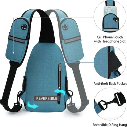 Crossbody Sling Bag for Women Men Multipurpose Sling Backpack Travel Essentials Hiking Shoulder Bag Daypack