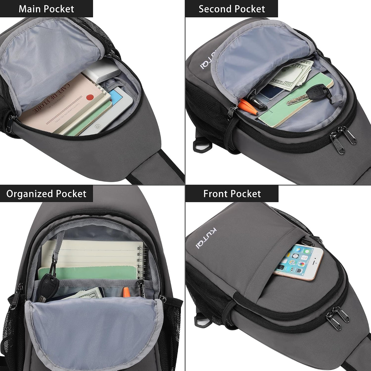 Crossbody Sling Bag for Women Men Multipurpose Sling Backpack Travel Essentials Hiking Shoulder Bag Daypack