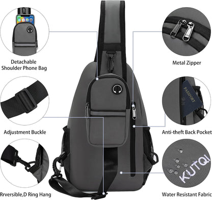 Crossbody Sling Bag for Women Men Multipurpose Sling Backpack Travel Essentials Hiking Shoulder Bag Daypack