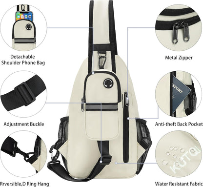 Crossbody Sling Bag for Women Men Multipurpose Sling Backpack Travel Essentials Hiking Shoulder Bag Daypack