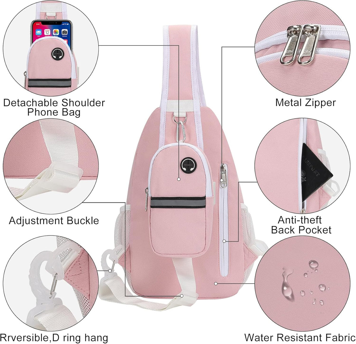 Crossbody Sling Bag for Women Men Multipurpose Sling Backpack Travel Essentials Hiking Shoulder Bag Daypack