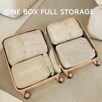 Compression Packing Cubes for Travel, 6-Piece Lightweight Luggage Organizer Bags, Space Saving Suitcase Packing Set for Women