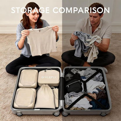 Compression Packing Cubes for Travel, 6-Piece Lightweight Luggage Organizer Bags, Space Saving Suitcase Packing Set for Women