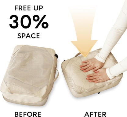 Compression Packing Cubes for Travel, 6-Piece Lightweight Luggage Organizer Bags, Space Saving Suitcase Packing Set for Women