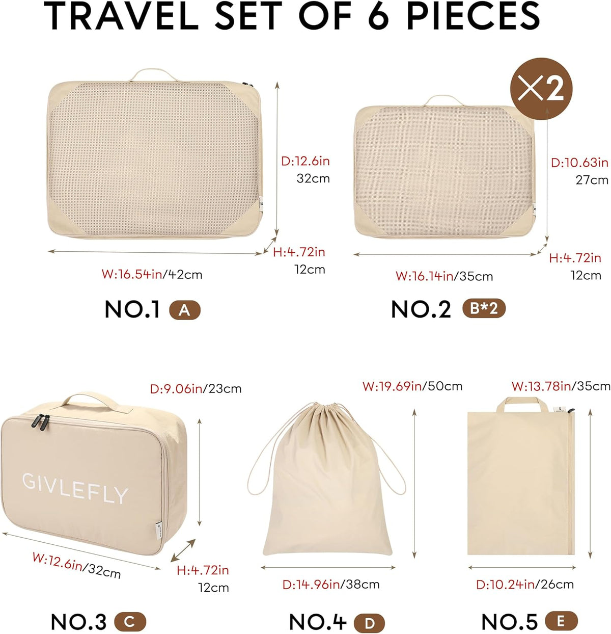 Compression Packing Cubes for Travel, 6-Piece Lightweight Luggage Organizer Bags, Space Saving Suitcase Packing Set for Women