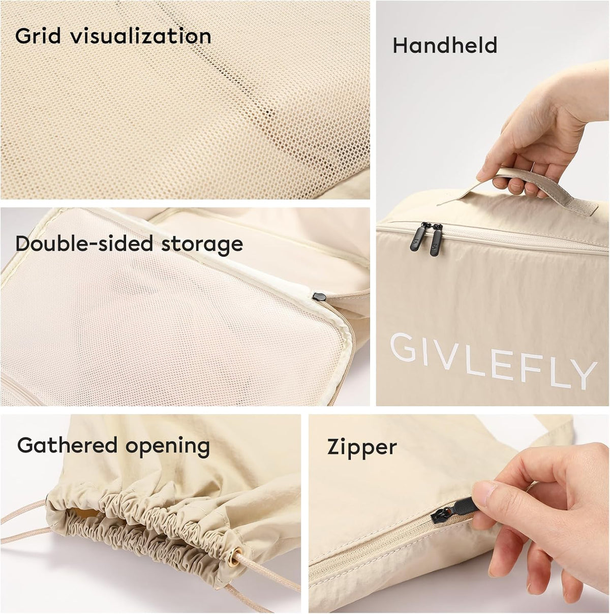 Compression Packing Cubes for Travel, 6-Piece Lightweight Luggage Organizer Bags, Space Saving Suitcase Packing Set for Women
