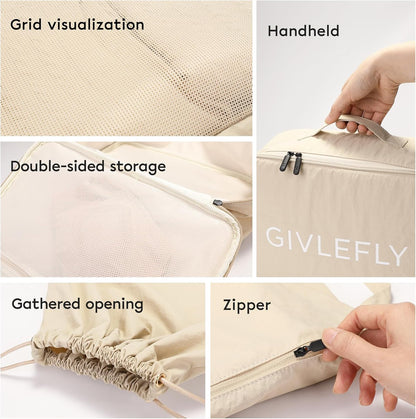 Compression Packing Cubes for Travel, 6-Piece Lightweight Luggage Organizer Bags, Space Saving Suitcase Packing Set for Women