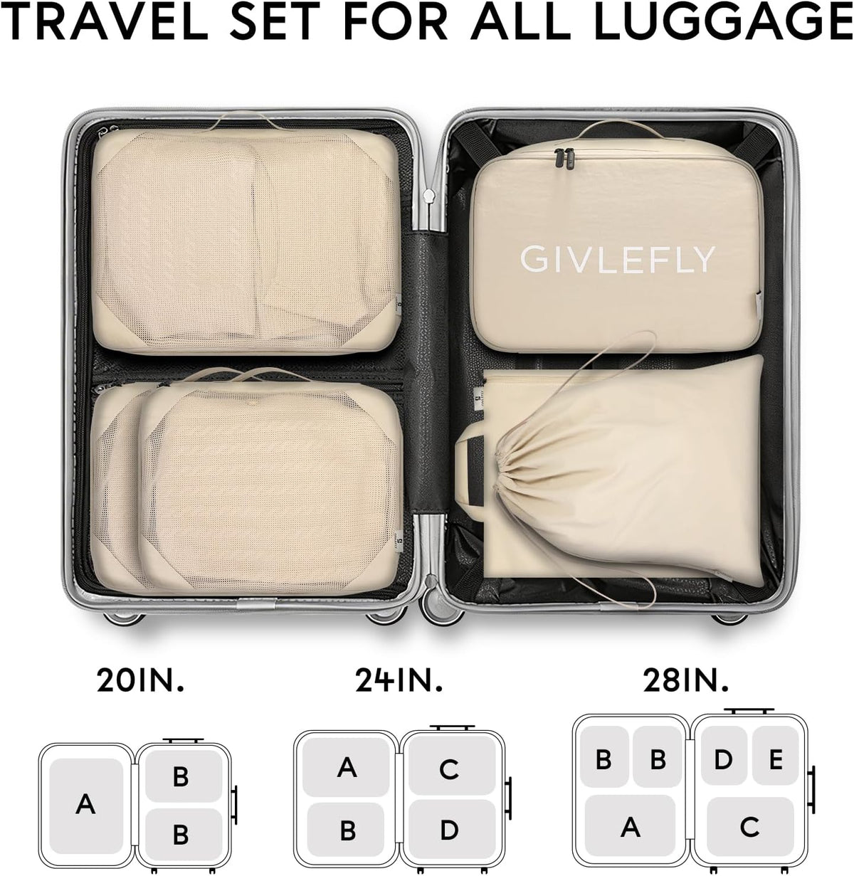 Compression Packing Cubes for Travel, 6-Piece Lightweight Luggage Organizer Bags, Space Saving Suitcase Packing Set for Women