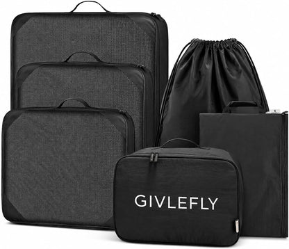 Compression Packing Cubes for Travel, 6-Piece Lightweight Luggage Organizer Bags, Space Saving Suitcase Packing Set for Women