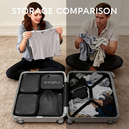 Compression Packing Cubes for Travel, 6-Piece Lightweight Luggage Organizer Bags, Space Saving Suitcase Packing Set for Women