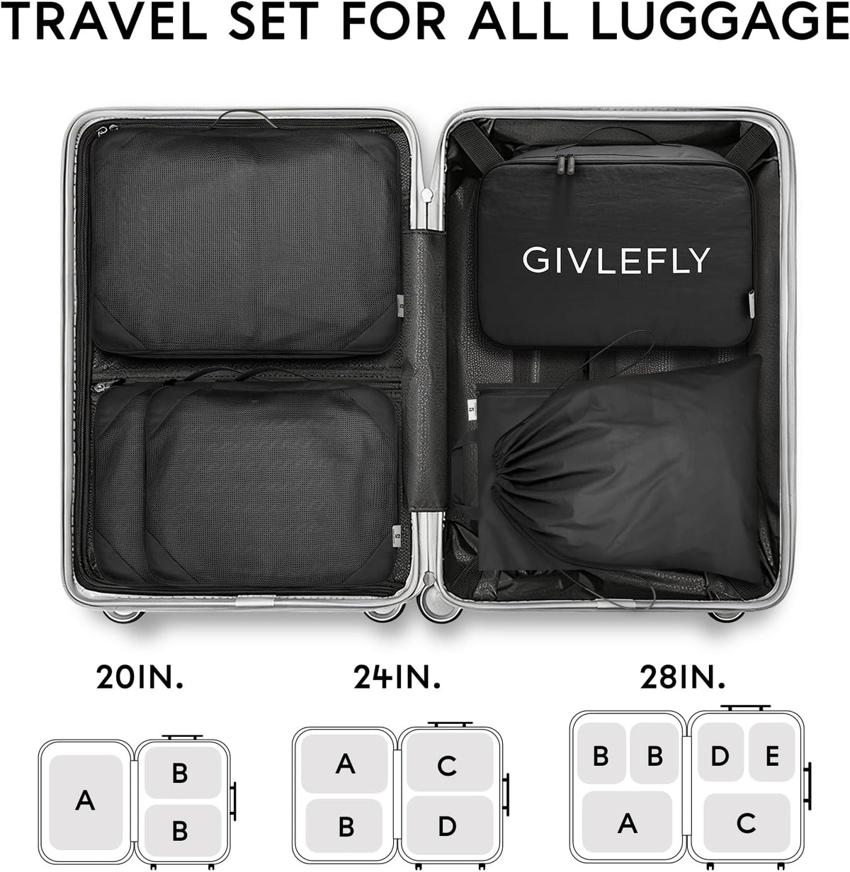 Compression Packing Cubes for Travel, 6-Piece Lightweight Luggage Organizer Bags, Space Saving Suitcase Packing Set for Women