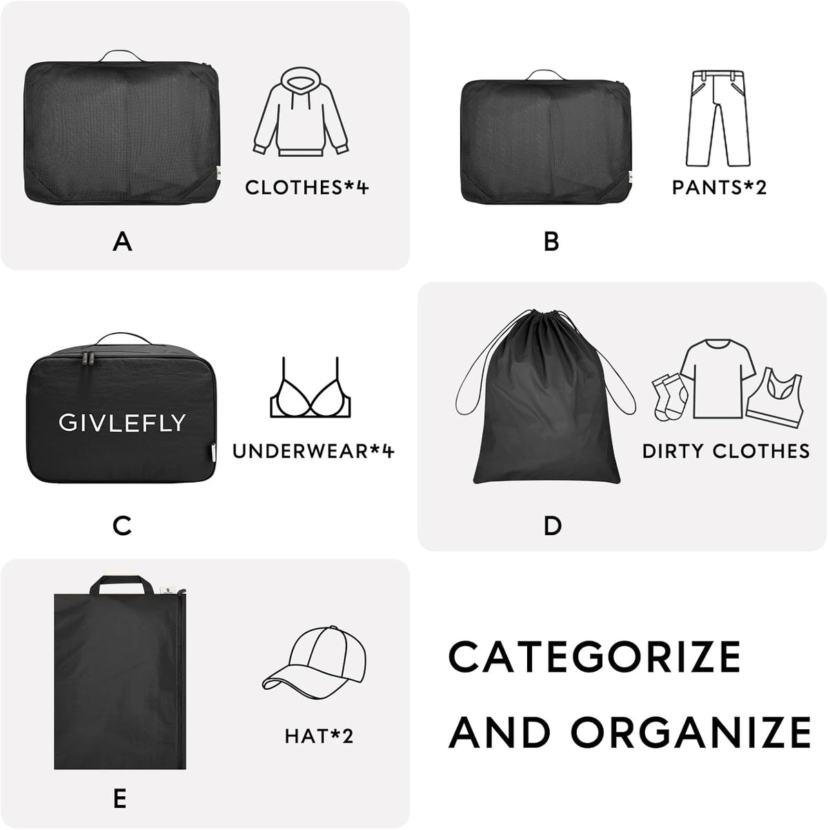 Compression Packing Cubes for Travel, 6-Piece Lightweight Luggage Organizer Bags, Space Saving Suitcase Packing Set for Women