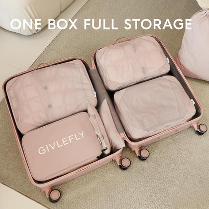 Compression Packing Cubes for Travel, 6-Piece Lightweight Luggage Organizer Bags, Space Saving Suitcase Packing Set for Women