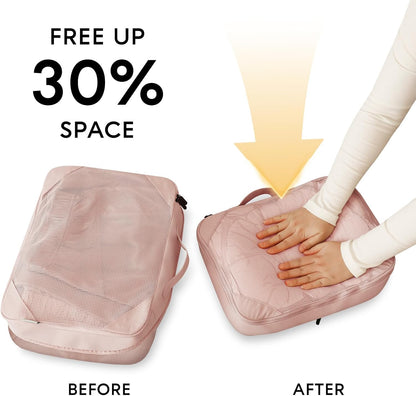 Compression Packing Cubes for Travel, 6-Piece Lightweight Luggage Organizer Bags, Space Saving Suitcase Packing Set for Women