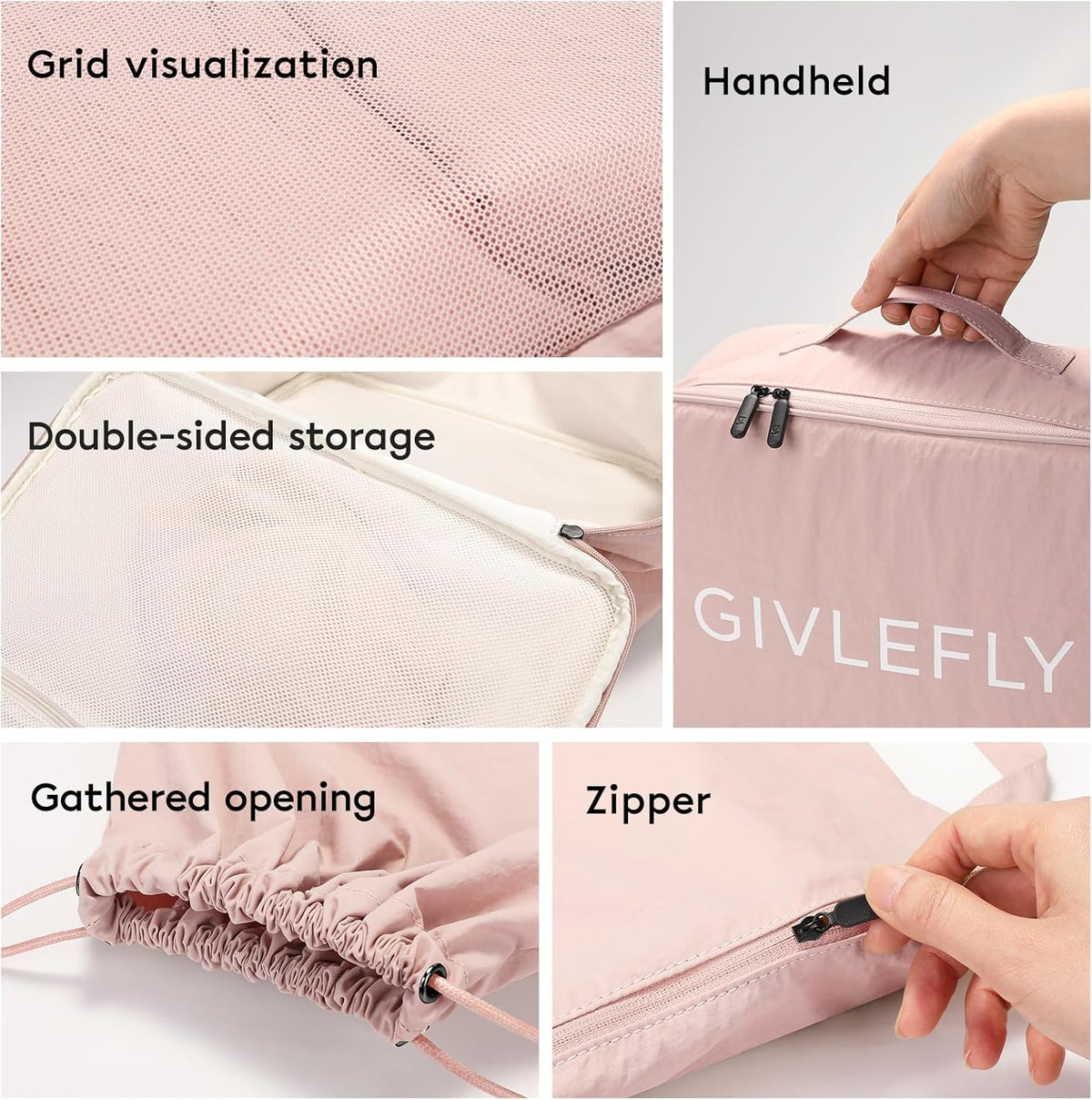 Compression Packing Cubes for Travel, 6-Piece Lightweight Luggage Organizer Bags, Space Saving Suitcase Packing Set for Women
