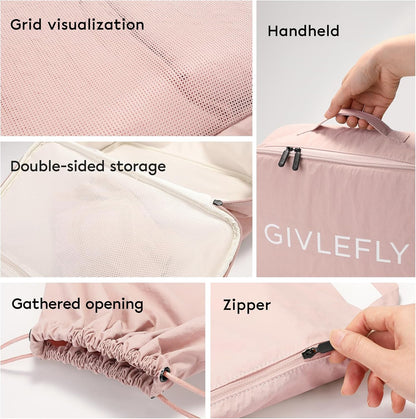 Compression Packing Cubes for Travel, 6-Piece Lightweight Luggage Organizer Bags, Space Saving Suitcase Packing Set for Women