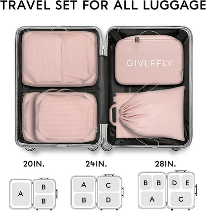 Compression Packing Cubes for Travel, 6-Piece Lightweight Luggage Organizer Bags, Space Saving Suitcase Packing Set for Women