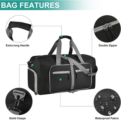 40L Travel Duffle Bag for Men Women - Foldable Duffel Bag with Shoes Compartment - Overnight Bags Waterproof & Tear Resistant(Green)