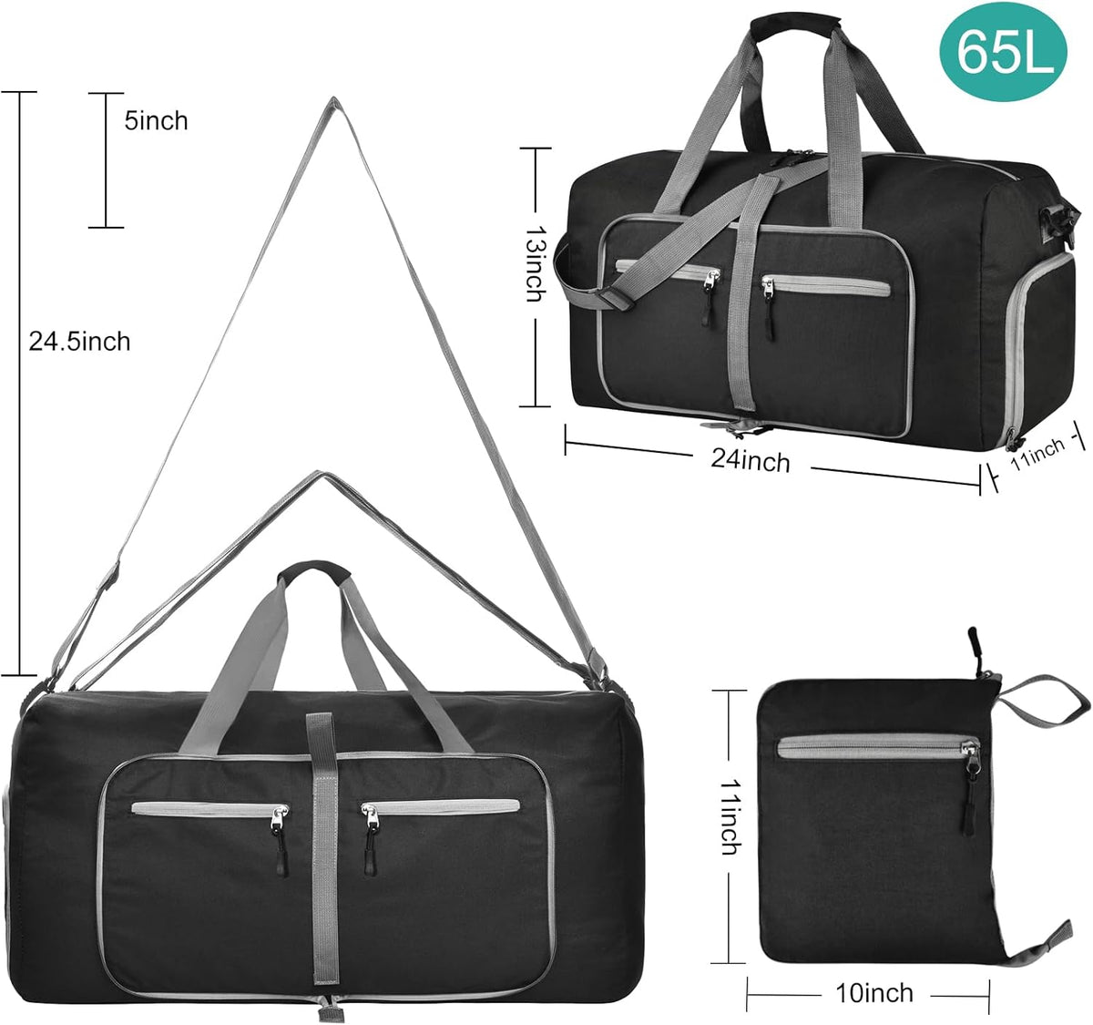 40L Travel Duffle Bag for Men Women - Foldable Duffel Bag with Shoes Compartment - Overnight Bags Waterproof & Tear Resistant(Green)