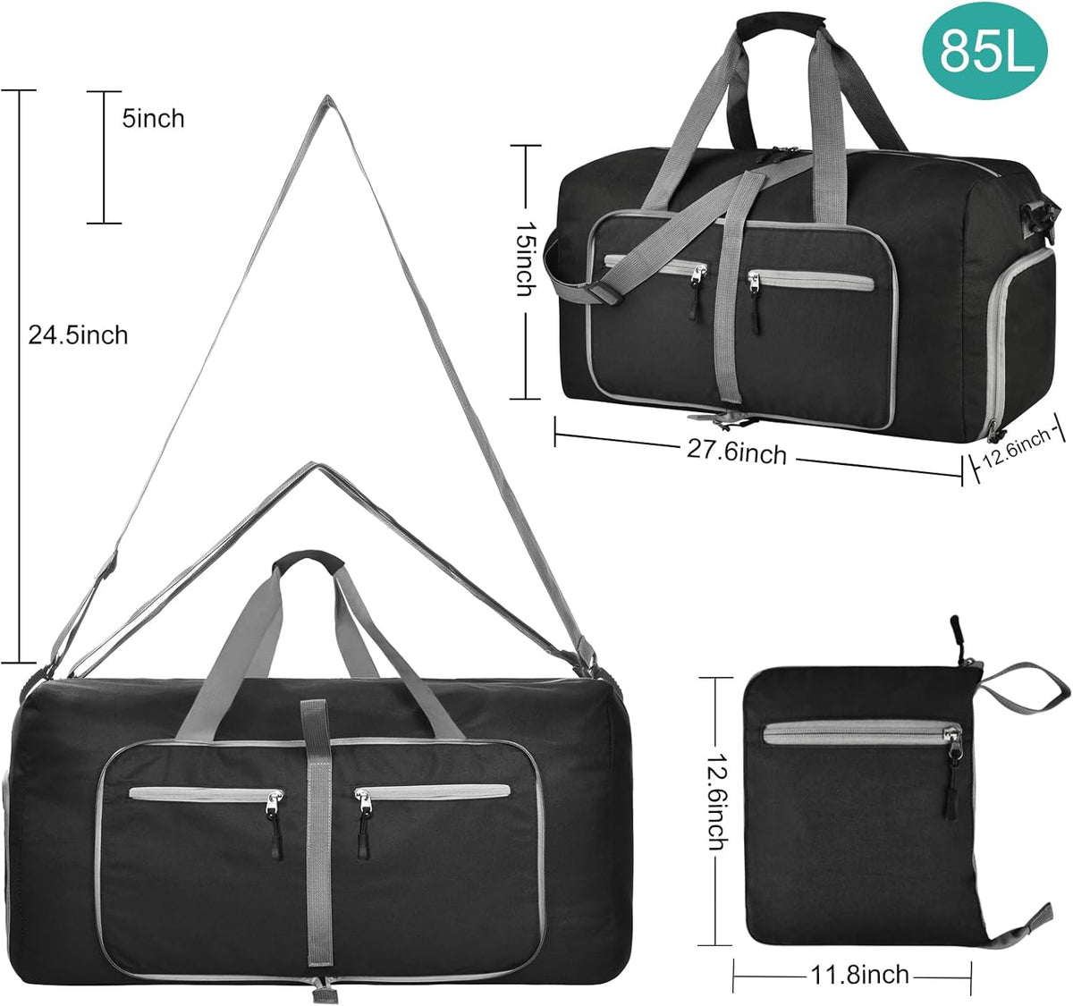 40L Travel Duffle Bag for Men Women - Foldable Duffel Bag with Shoes Compartment - Overnight Bags Waterproof & Tear Resistant(Green)