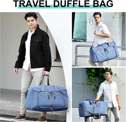 40L Travel Duffle Bag for Men Women - Foldable Duffel Bag with Shoes Compartment - Overnight Bags Waterproof & Tear Resistant(Green)
