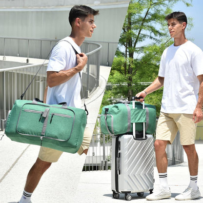 40L Travel Duffle Bag for Men Women - Foldable Duffel Bag with Shoes Compartment - Overnight Bags Waterproof & Tear Resistant(Green)