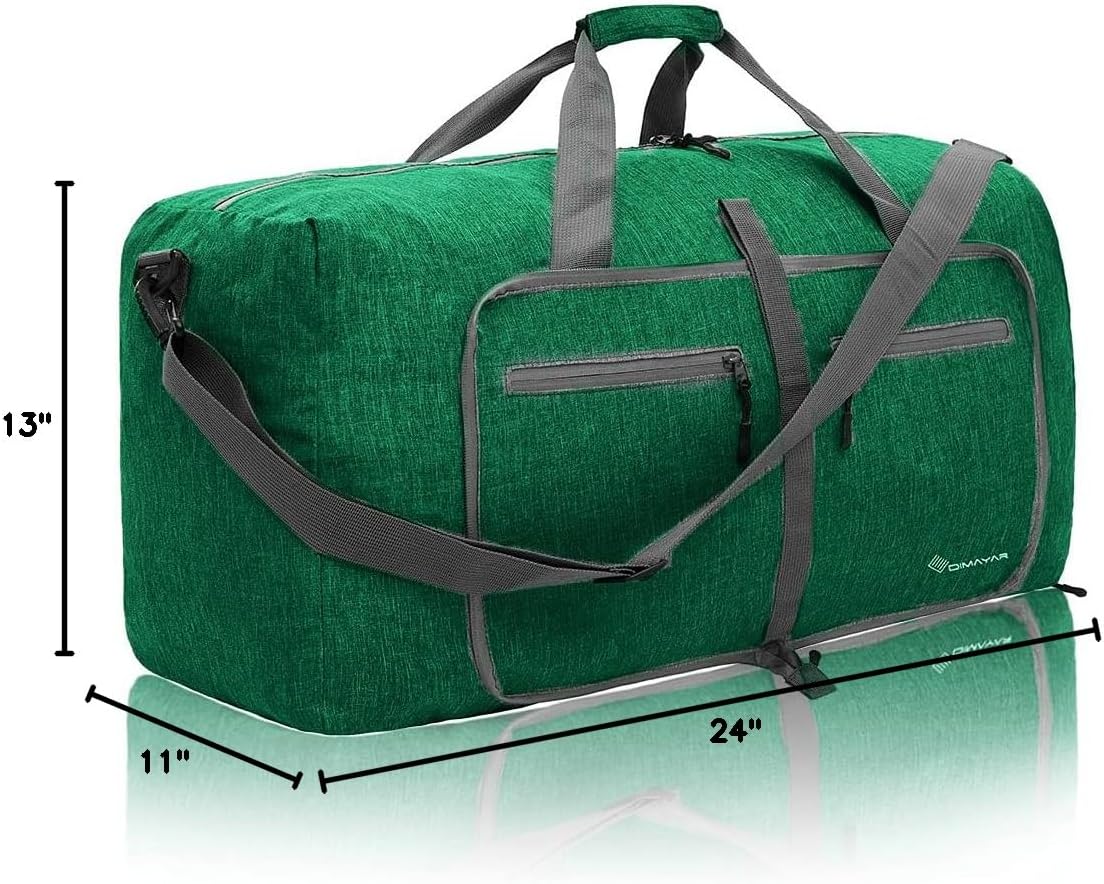 40L Travel Duffle Bag for Men Women - Foldable Duffel Bag with Shoes Compartment - Overnight Bags Waterproof & Tear Resistant(Green)