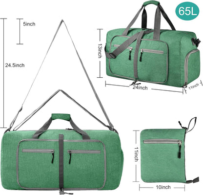 40L Travel Duffle Bag for Men Women - Foldable Duffel Bag with Shoes Compartment - Overnight Bags Waterproof & Tear Resistant(Green)