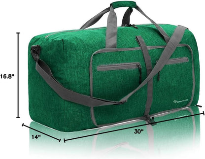 40L Travel Duffle Bag for Men Women - Foldable Duffel Bag with Shoes Compartment - Overnight Bags Waterproof & Tear Resistant(Green)