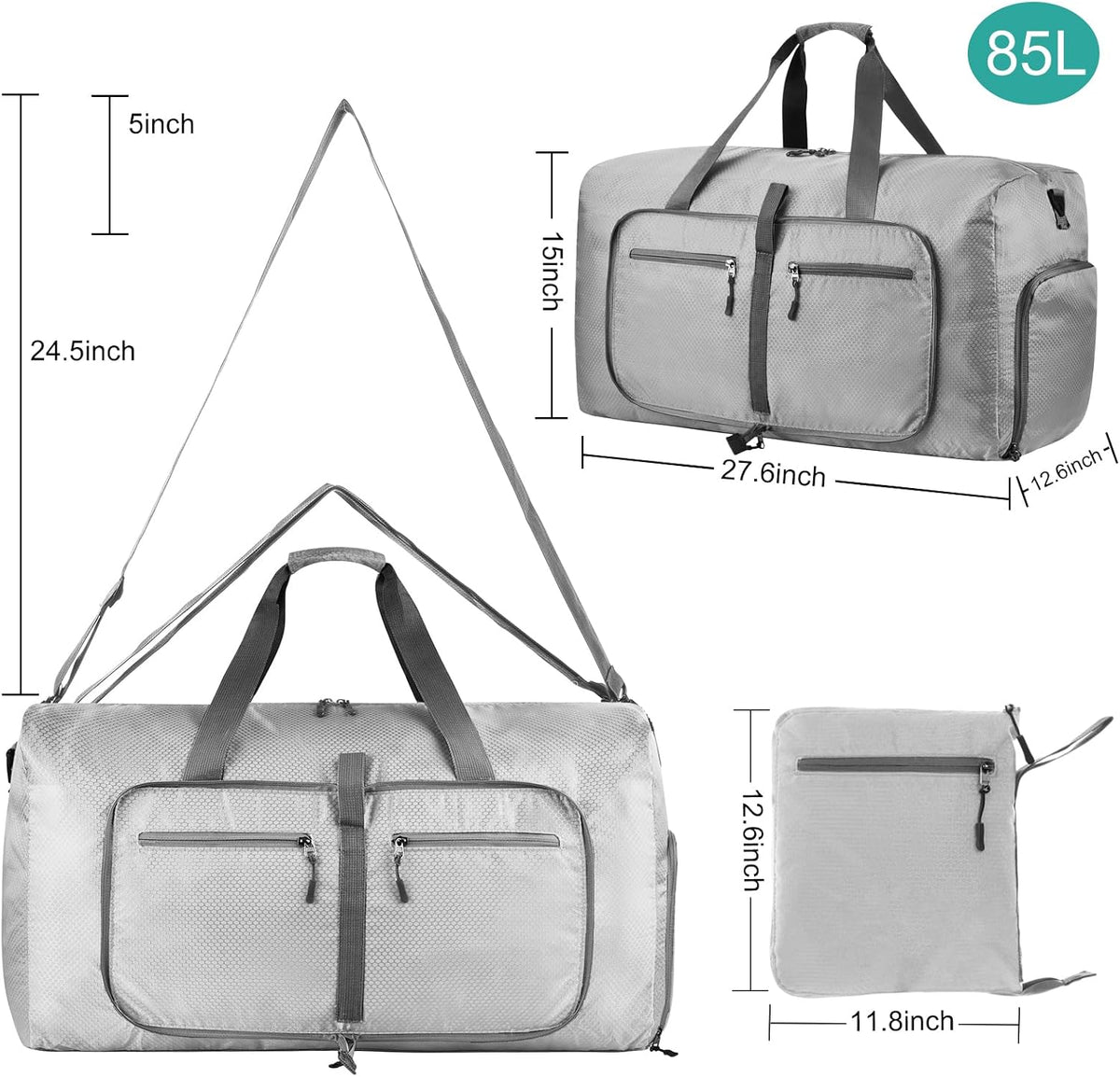 40L Travel Duffle Bag for Men Women - Foldable Duffel Bag with Shoes Compartment - Overnight Bags Waterproof & Tear Resistant(Green)
