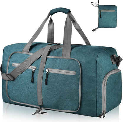 40L Travel Duffle Bag for Men Women - Foldable Duffel Bag with Shoes Compartment - Overnight Bags Waterproof & Tear Resistant(Green)