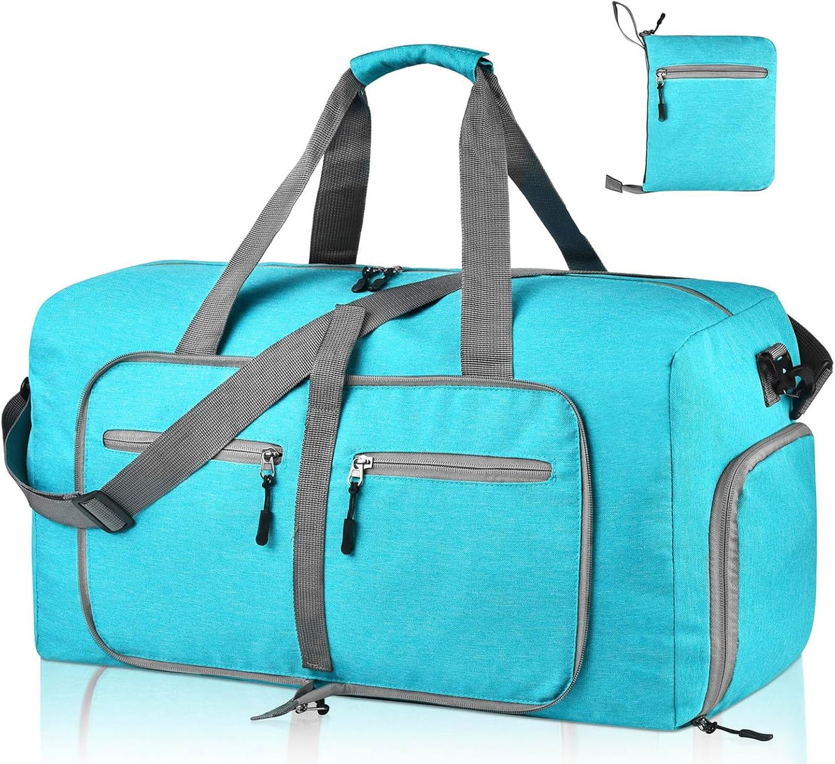 40L Travel Duffle Bag for Men Women - Foldable Duffel Bag with Shoes Compartment - Overnight Bags Waterproof & Tear Resistant(Green)