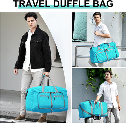 40L Travel Duffle Bag for Men Women - Foldable Duffel Bag with Shoes Compartment - Overnight Bags Waterproof & Tear Resistant(Green)