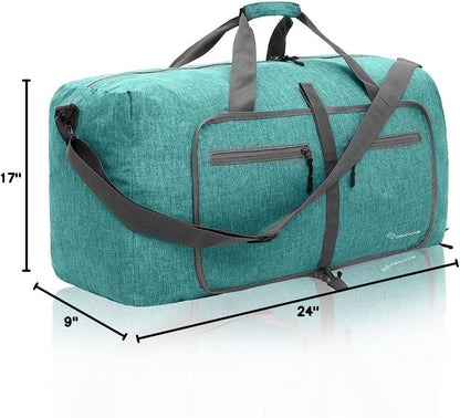 40L Travel Duffle Bag for Men Women - Foldable Duffel Bag with Shoes Compartment - Overnight Bags Waterproof & Tear Resistant(Green)