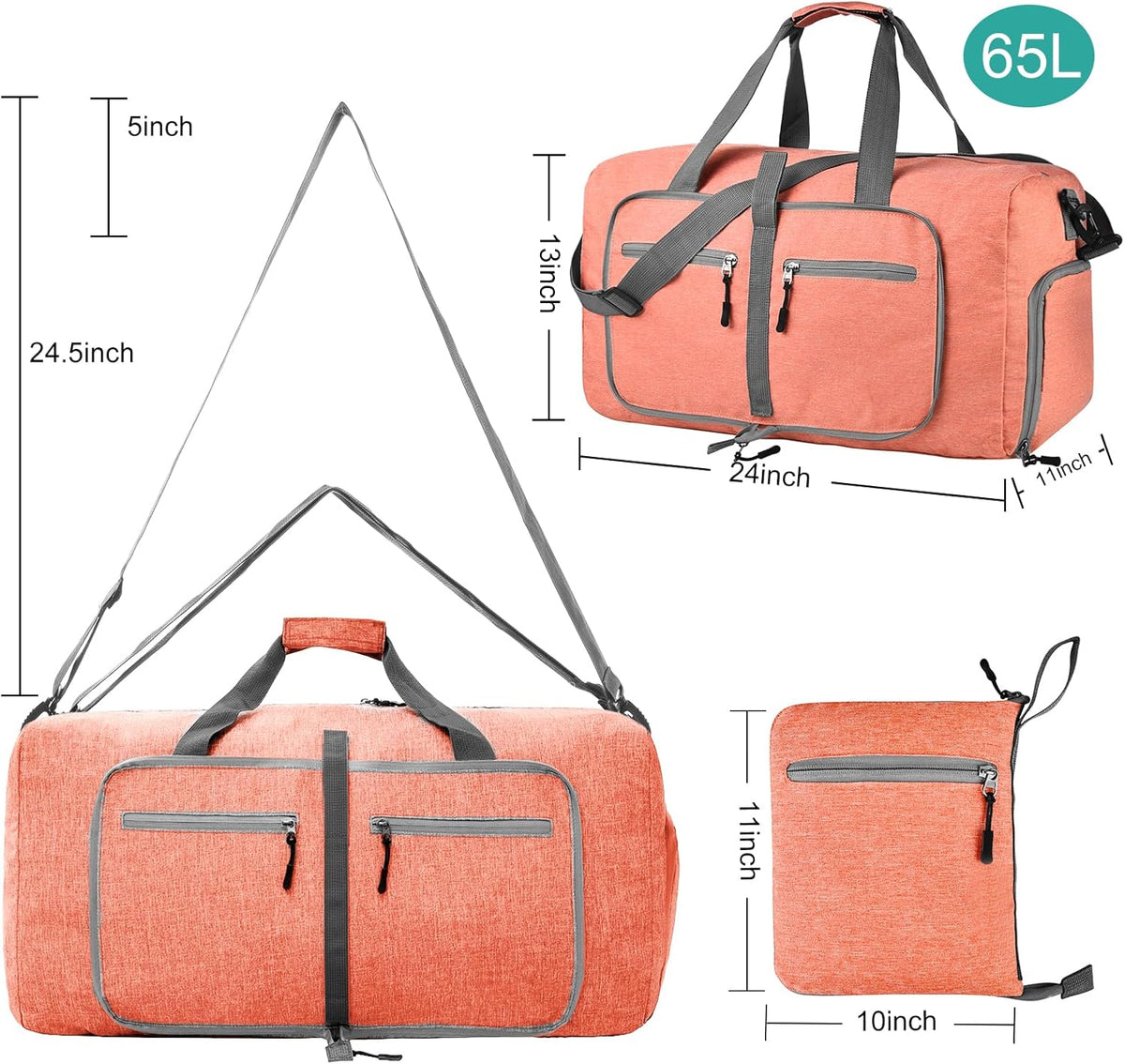 40L Travel Duffle Bag for Men Women - Foldable Duffel Bag with Shoes Compartment - Overnight Bags Waterproof & Tear Resistant(Green)