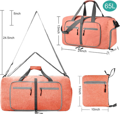 40L Travel Duffle Bag for Men Women - Foldable Duffel Bag with Shoes Compartment - Overnight Bags Waterproof & Tear Resistant(Green)