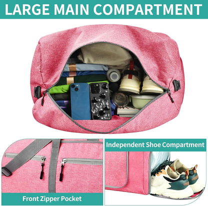 40L Travel Duffle Bag for Men Women - Foldable Duffel Bag with Shoes Compartment - Overnight Bags Waterproof & Tear Resistant(Green)