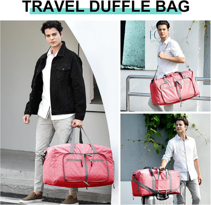 40L Travel Duffle Bag for Men Women - Foldable Duffel Bag with Shoes Compartment - Overnight Bags Waterproof & Tear Resistant(Green)