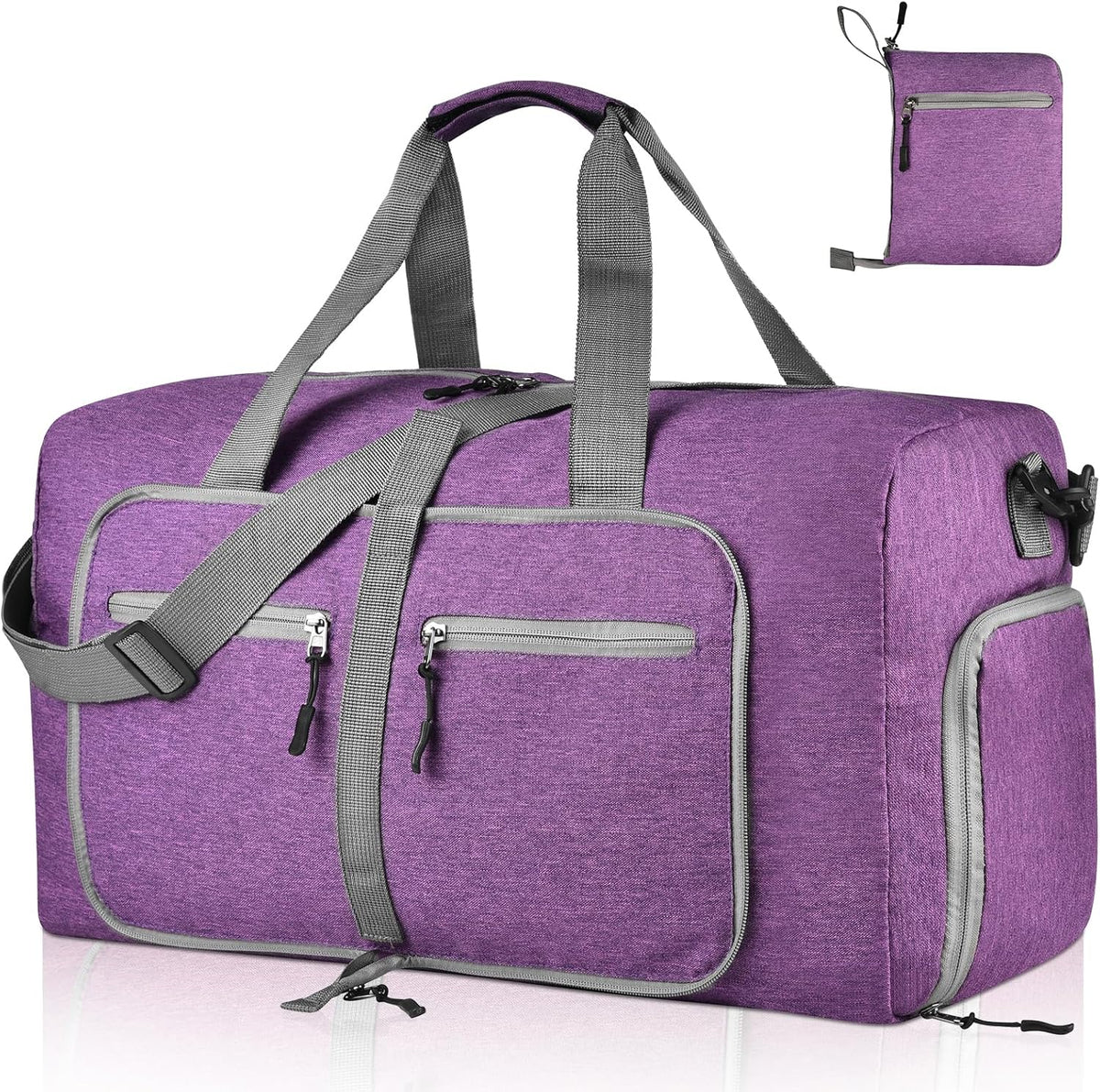 40L Travel Duffle Bag for Men Women - Foldable Duffel Bag with Shoes Compartment - Overnight Bags Waterproof & Tear Resistant(Green)