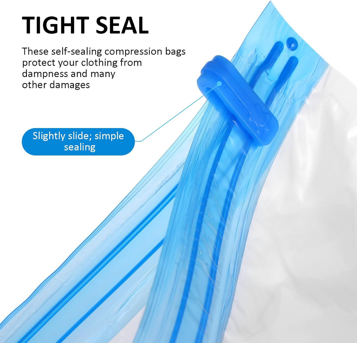 9pcs Roll up Vacuum Compression Bags Space Saver Storage Bags for Travel Clothing Packing with Small, Medium, Large Sizes