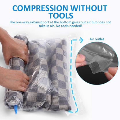 9pcs Roll up Vacuum Compression Bags Space Saver Storage Bags for Travel Clothing Packing with Small, Medium, Large Sizes