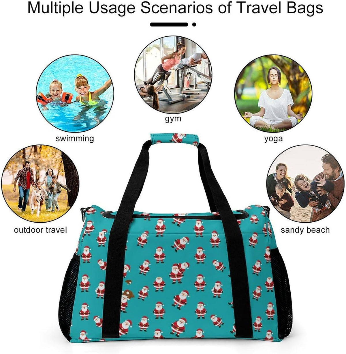 Women Lightweight Travel Duffel Bag Foldable Weekender Overnight Carry On Tote Bag for Gym Yoga