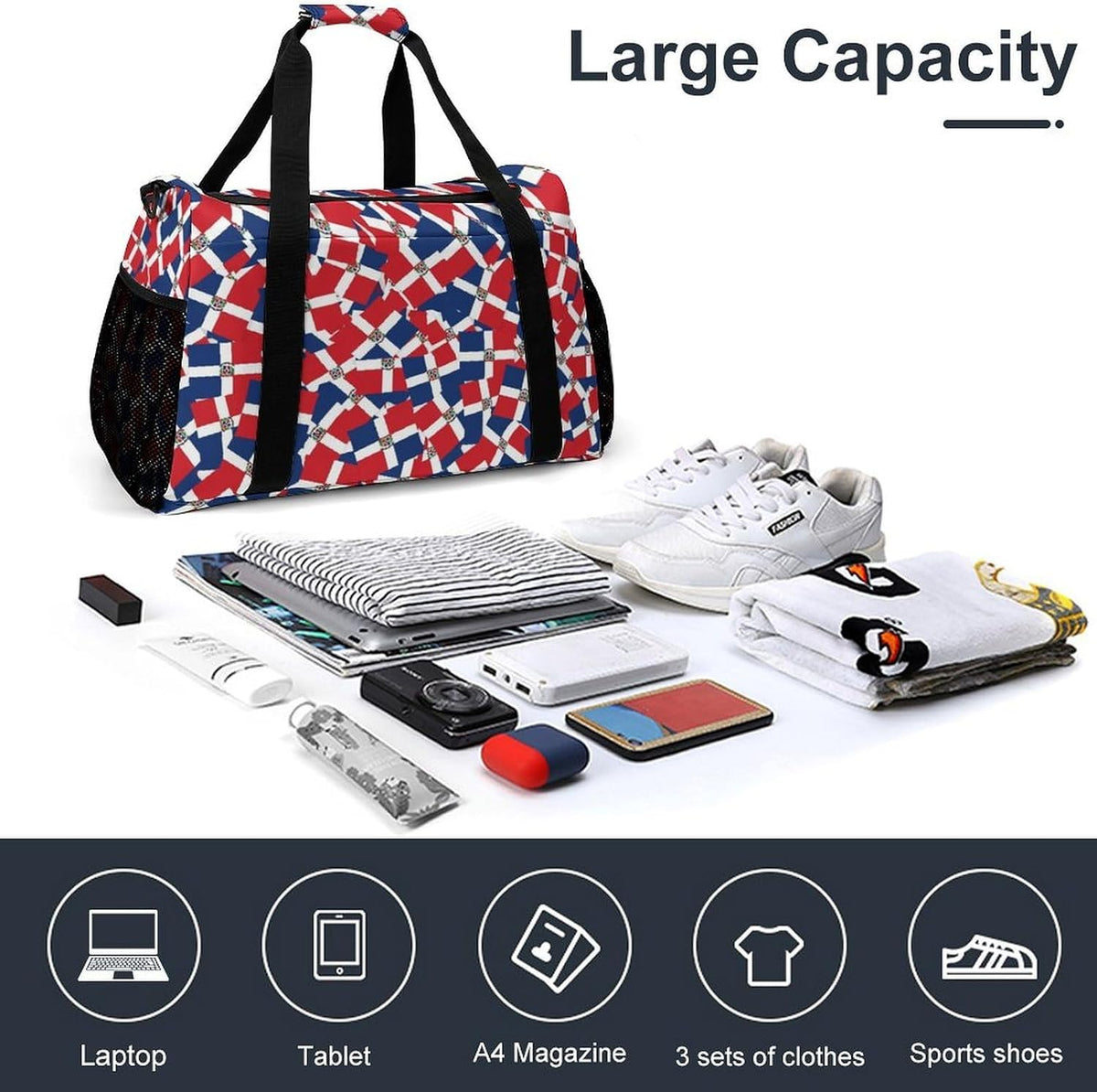 Women Lightweight Travel Duffel Bag Foldable Weekender Overnight Carry On Tote Bag for Gym Yoga
