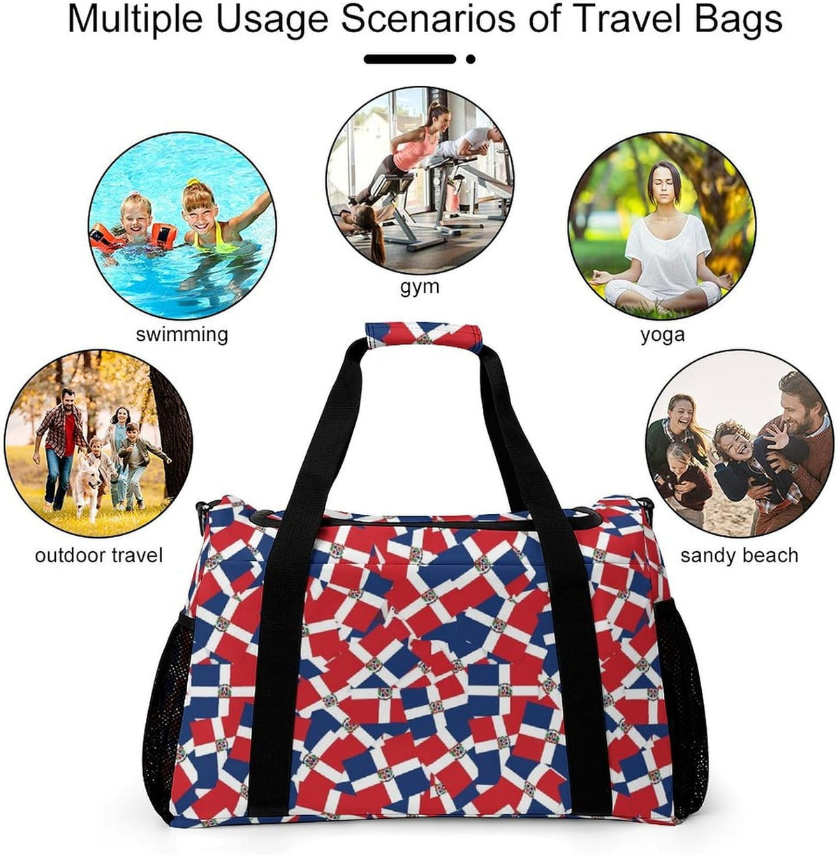 Women Lightweight Travel Duffel Bag Foldable Weekender Overnight Carry On Tote Bag for Gym Yoga
