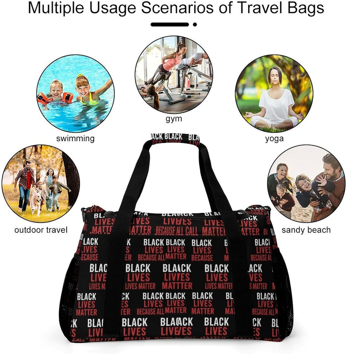 Women Lightweight Travel Duffel Bag Foldable Weekender Overnight Carry On Tote Bag for Gym Yoga
