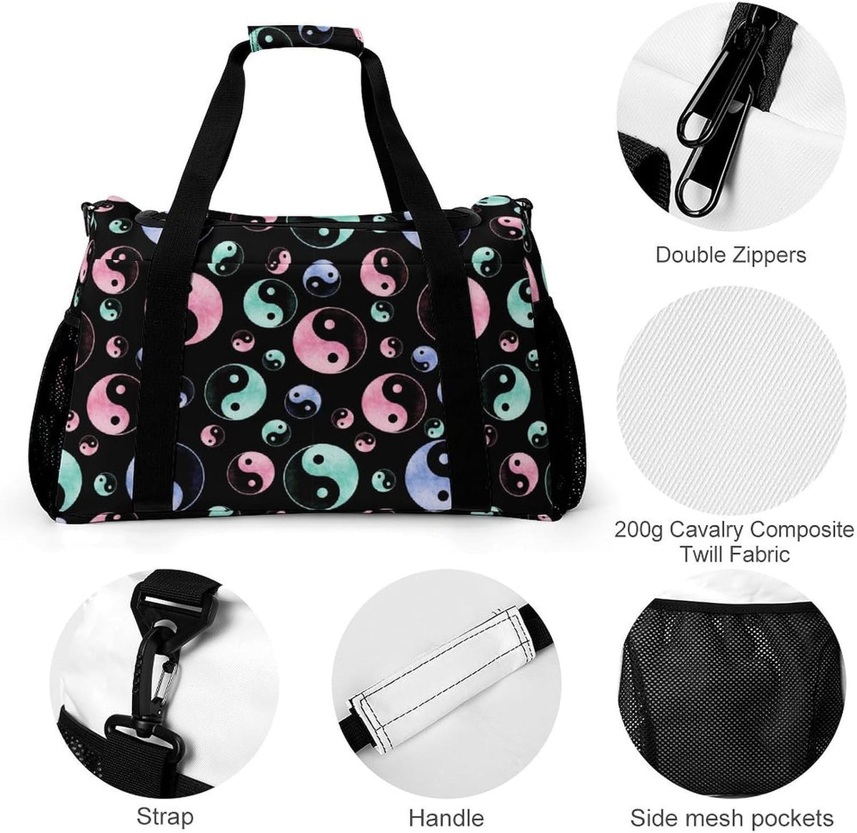 Women Lightweight Travel Duffel Bag Foldable Weekender Overnight Carry On Tote Bag for Gym Yoga